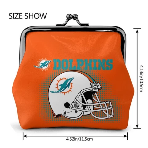 Miami Dolphins Leather Coin Purse Change Purse Helmet Style Ladies Wallet Cover