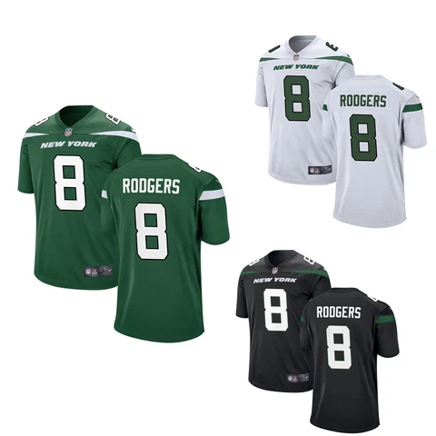 Youth New York Jets Aaron Rodgers #8 2023 Stitched Jersey Black/ Green/White Cover