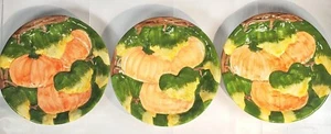 Set of 3 Lillian Vernon Pumpkin Patch 7” Majolica Salad Plates - Picture 1 of 10