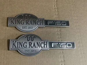 FORD F150 Truck F150 King Ranch Lariat Satin Emblems pair BROKEN TAB - Picture 1 of 17