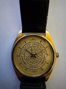 Gold Bradley University Seiko Watch on Black Leather Strap - Picture 1 of 5