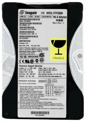 Hard Drive Seagate U10 15.3GB 5400U/Min Pata Ata Ide ST315323A 512KB 3.5'' Inch - Image 1 of 3