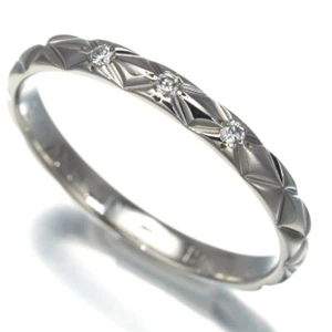 Auth CHANEL Ring Matelasse Diamond 3P EU56 950 Platinum - Picture 1 of 5