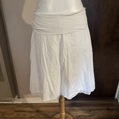 Falda Plegable EILEEN FISHER Blanca Columpio Talla PL Sostenible Cómoda Minimalista Foto 1 de 4