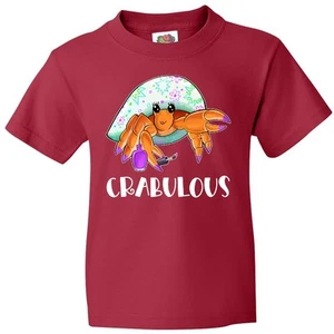 Inktastic Crabulous Cute Hermit Crab With Purple Nail Polish Youth T-Shirt Sea - Picture 1 of 7