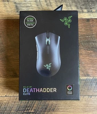 Razer Deathadder Elite Gaming Mouse 16,000 DPI Optical Sensor Matte Black RGB - Image 1 of 4