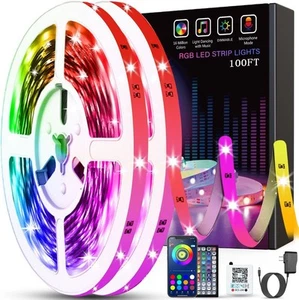"100Ft LED Streifen Lichter, Smart Light mit App Fernbedienung, RGB LED Lichter" - Bild 1 von 8