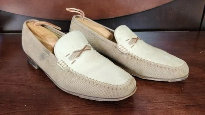 复古 Moreschi 手工意大利男鞋 尺码 11.5 乐福鞋 棕褐色 麂皮绒 — 第 1/4 张图片