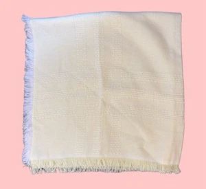Vtg Churchill Handwoven Baby Blanket Orlon Acrylic Yellow with fringe 34”x34” - Picture 1 of 4