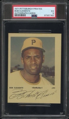 Tarjetas de autógrafo de los piratas de Pittsburgh 1971 de Roberto Clemente/emisión del equipo - PSA 5 Foto 1 de 2