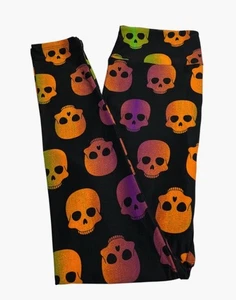 LuLaRoe Leggings OS One Size HALLOWEEN Colorful Ombré SKULL Bones Fun SHIPS FAST - Picture 1 of 6