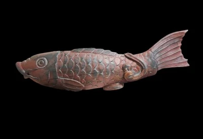 Japanese Antique Wooden Carving Huge KOI Fish Jizai Irori Sculpture wooden 9.0kg - Image 1 of 4