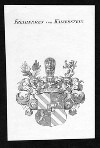 1820 - Kaiserstein Wappen Adel coat of arms heraldry Heraldik Kupferstich - Picture 1 of 1