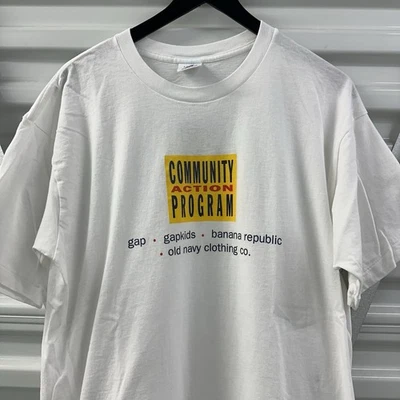 复古 GAP 社区行动宣传 T 恤 90 年代美国制造香蕉共和国旧海军 — 第 1/4 张图片