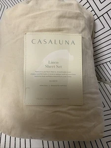 🕋 Casaluna Linen Sheet ⚠️ ONLY FLAT & 2 Pillowcases ⚠️ Queen 100% linen‼️GREAT - Picture 1 of 6