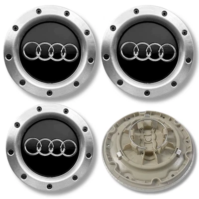 Se adapta a buje de tapa central de llanta de aleación Audi x4 negro 146 mm TT A4 A6 A8 Q5 Q7 8N0601165A Foto 1 de 4