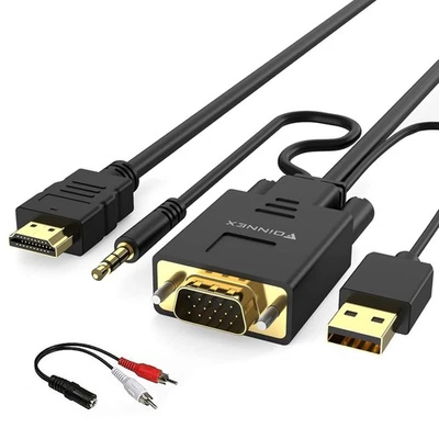Adattatore da VGA a HDMI | Trasmissione Audio | 6 ft - Immagine 1 di 4