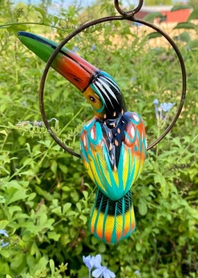 Pájaro Talavera Hecho a Mano Pintado Cerámica Loro Cerámica Mexicana Colgante Patio #6 Foto 1 de 4