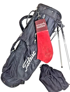 Titleist Stand /Carry Golf Bag 6-Way Lightweight Black w.White Logo Rain Cover - Picture 1 of 7