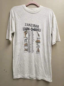 Vintage Zanzibar Learn Swahili Shirt Mens Large Tourist Souvenir Graphic 90s - Picture 1 of 5