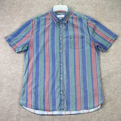 Urban Outfitters Camp Shirt Mens Large Vertical Stripe Cotton Short Sleeve - Image 1 of 4