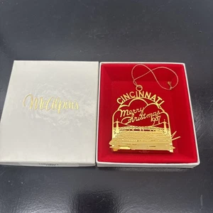 1987 McAlpin's Cincinnati Skyline Riverboat 24k Gold Plated Ornament Ch10 - Picture 1 of 3