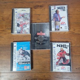 Lot of 5 Sega Saturn Sports Games w Cases Madden 98, NHL 97 96, Boxing Football