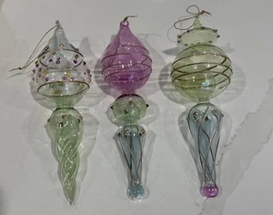 Vintage Iridescent Bubble Hand Blown Glass Christmas Ornament Total Of 3 - Bild 1 von 8