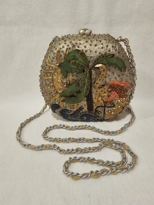 Mary Frances RISING SUN Purse Handbag Crossbody Tropical Flamingo Palm Tree - Image 1 of 4