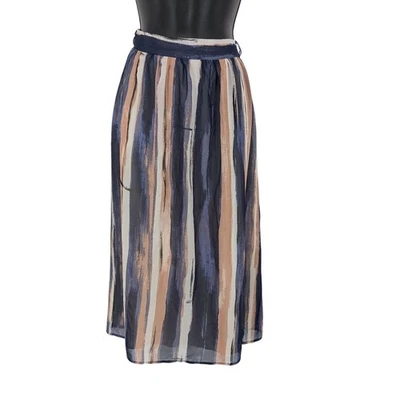 Modcloth Midi Skirt Women Size 2X Watercolor Striped Flowy Artsy Festival Office - Image 1 of 4