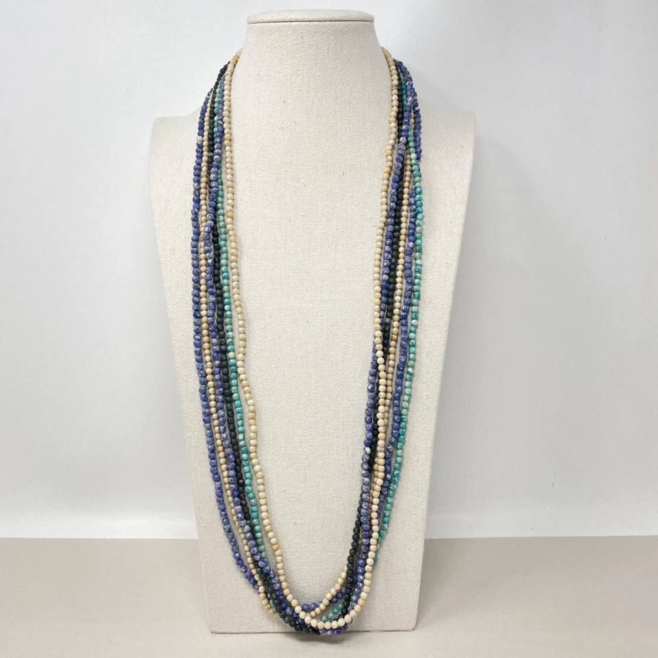Stone Beads 6 Continuous Strands Necklaces  Blue Coastal Craft or Ready to Wear - Image 1 of 4