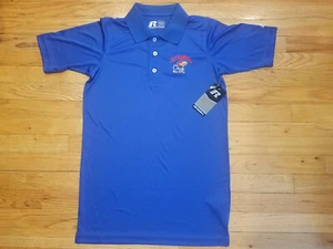 Russell Athletic Kansas KU Jayhawks Blue Polo Shirt * Size S Small 34/36 * NEW - Picture 1 of 3