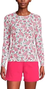 NWT Lands' End Women Long Sleeve UPF50 Rashguard White Paisley Size M $60 FLE226 - Picture 1 of 4