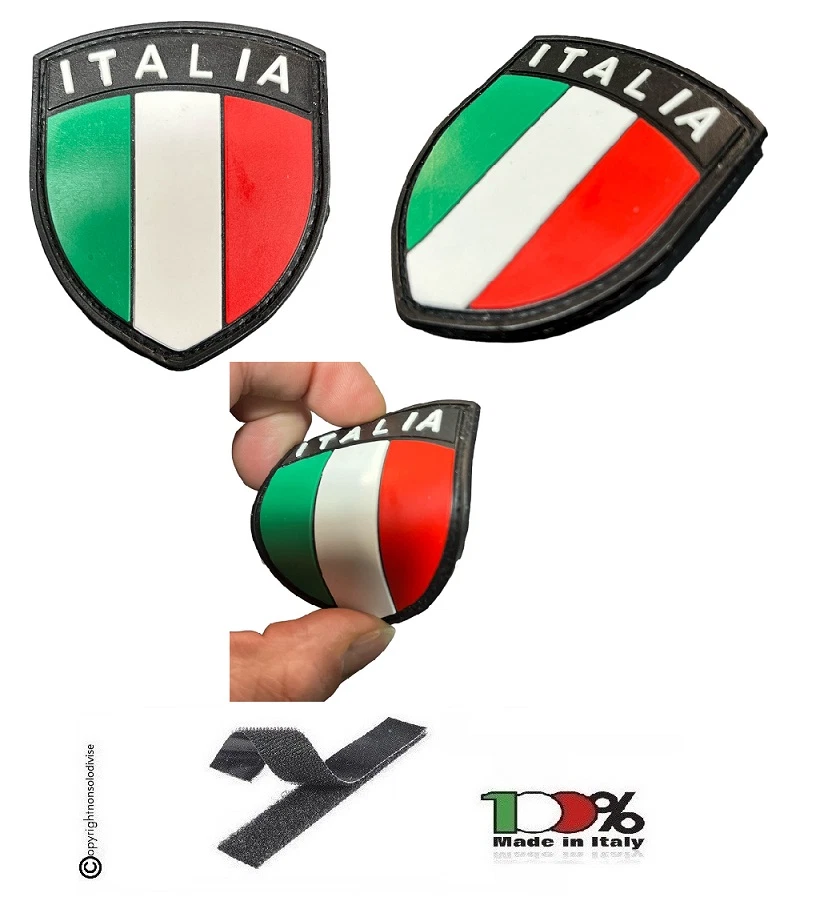 Patch Toppa Scudetto ITALIA Bordo Nero per Uniforme Divisa Militare PVC 3D - Immagine 1 di 1