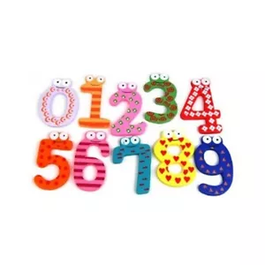 Funky Fun Magnetic Numbers Wooden Fridge Magnets Kids Educational toys J3J8 - Picture 1 of 4