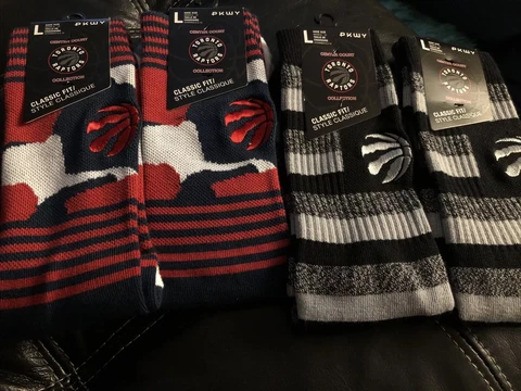4 Pairs NBA Licensed  Basketball PKWY Toronto Raptors Crew Socks Red, Black Cover