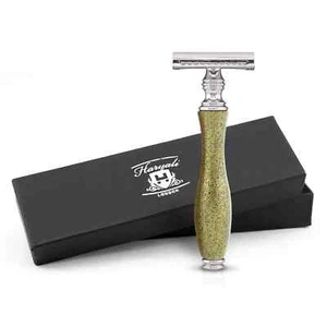 Maquinilla de afeitar de seguridad vintage de doble filo para hombre y mujer, mango de metal antiguo, dorado - Imagen 1 de 9