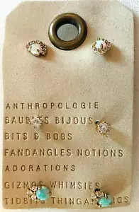 Anthropologie three studs earrings set opal sparkly rhinestone clutch back $48 - Picture 1 of 4