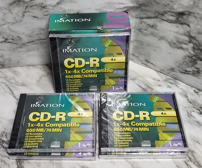 Imation CD-R Disks. 4X. Pack Of 5 Individually Wrapped. 1x - 4x Compatible. - Image 1 of 3