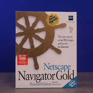 Vtg NETSCAPE NAVIGATOR Gold Browser BIG BOX COMPLETE Windows 95 & 3.1 CD 1996 - Picture 1 of 7