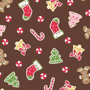 Christmas Cookie Fabric, BTY, Merry Christmas, Brown, 9671-A, TheFabricEdge - Picture 1 of 1