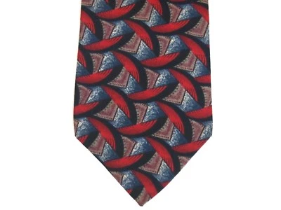 Corbata Bill Blass para hombre roja negra azul geométrica 100 % seda Foto 1 de 4