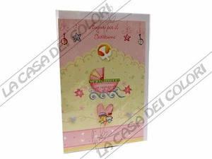 BIGLIETTO D'AUGURI - BATTESIMO - 18x11 - INTERNO BIANCO - Picture 1 of 1