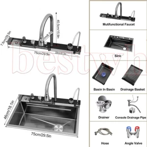 29.5 Iinch Flying Rain Waterfall Household Sink Integrated with Pull-Out Tap Set - Picture 1 of 9