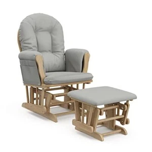 Premium Hoop Glider and Ottoman () – Padded Cushions with Natural/Light Gray - Picture 1 of 6