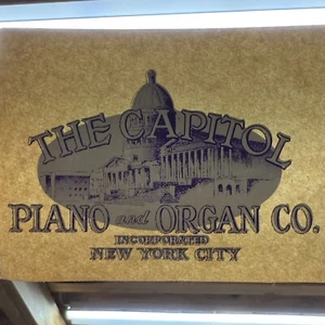 Capitol Piano & Organ Fallboard Decal 5” x 3-1/8” Solvent Transfer, Gold - Picture 1 of 5