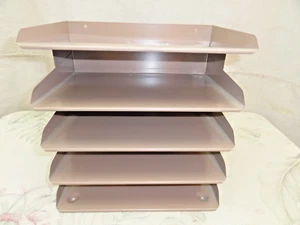 Steelmaster Steel 5 Tray Horizontal Desk File Organizer In-Out Box Tan - Picture 1 of 7