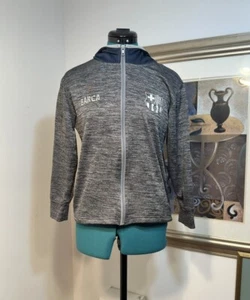 FC Barcelona Women’s Gray Zip Up Hoodie Sweatshirt  Official Merchandise Size M - Picture 1 of 12