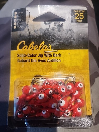Cabela's 1/8oz. Solid Color Jig With Barb - red/white 1/8 oz New. FREE ...