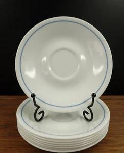8 Corelle by Corning White Saucers Thin Blue Stripe 6 1/8'' - Picture 1 of 21